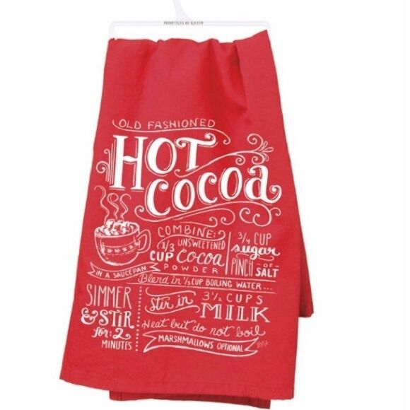 Flor Sack Cotton Tea Towel Hot Chocolate Cafe Red Christmas - Picture 1 of 4